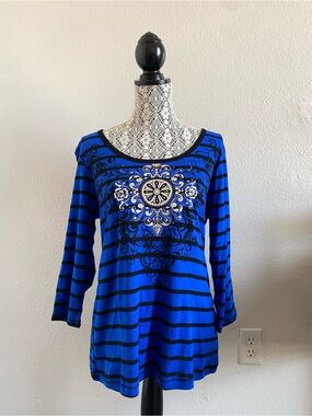 Y2k blue canyon Striped Print Top
